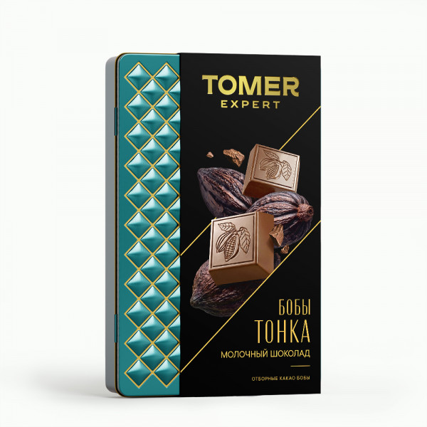№1 Фабрика Томер металлический бокс Молочный шоколад БОБЫ ТОНКА , 90г в Новороссийске