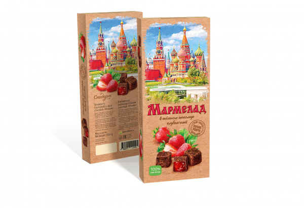№2 Сладарт Мармелад Клубничный в темном шоколаде, 150г  в Новороссийске
