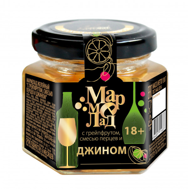 №2 Мармелад в банке "С грейпфрутом, смесью перцев и джином" 130г (18+)  в Новороссийске